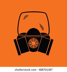 Fire mask icon. Orange background with black. Vector illustration.
