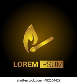 Fire Match 3D Golden Metallic Premium Royal Corporate Logo / Icon