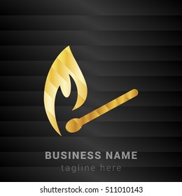 Fire Match Gold and Black silk fashion premium icon / Logo