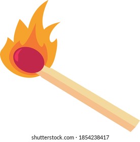 Fire match, illustration, vector on white background