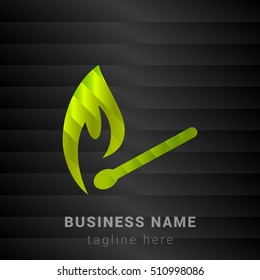 Fire Match Lime Green and Black silk fashion premium icon / Logo