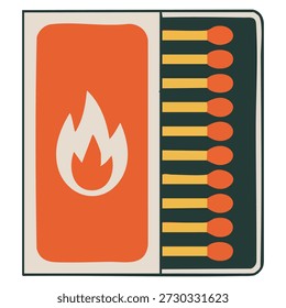 Fire matches box vector drawing isolated on white background