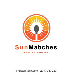 Fire Matches Logo design - Ignition or Flame Stick Logo Design