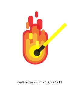 Fire matchstick, isolated abstract vector illustration. Design for stickers, logo, web and mobile app. Print for clothes.