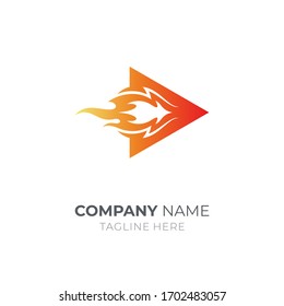 Fire media play logo. Fast arrow logo  vector