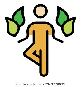 Vector de contorno de icono de meditación de fuego. La calma medita. Color del hogar feliz