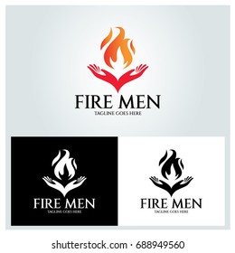 Fire men logo design template. Vector illustration