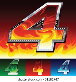 fire and metal font digit set
