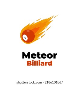 Fire Meteor Billiard Ball Vector Illustration Logo