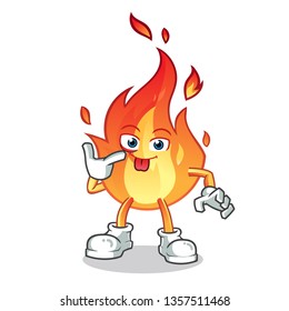 fire mocking mascot vector cartoon illustration