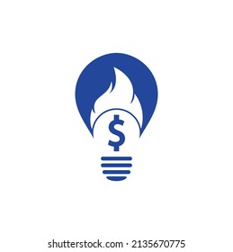 Fire Money bulb shape concept logo design template. Money Fire Logo Template	