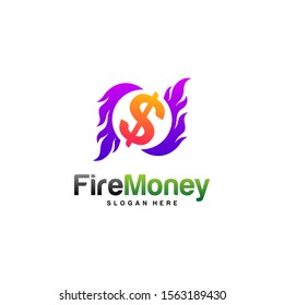 Fire Money Logo Design Concept Vector. Money Fire Logo Template. Fast Money Icon Symbol. Illustration
