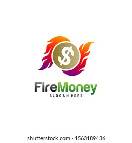 Fire Money Logo Design Concept Vector. Money Fire Logo Template. Fast Money Icon Symbol. Illustration