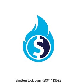 Fire Money logo design template. Money Fire Logo Template.	