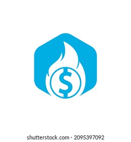 Fire Money logo design template. Money Fire Logo Template.	