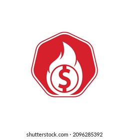 Fire Money logo design template. Money Fire Logo Template.
