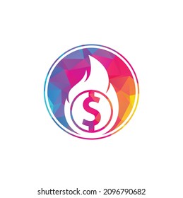 Design-Vorlage für das Feuergeld-Logo. Vorlage für das Logo für Geldfeuer.