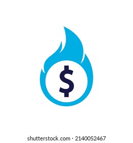 Fire Money logo design template. Money Fire Logo Template.