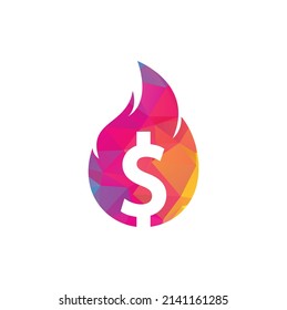 Fire Money logo design template. Money Fire Logo Template.