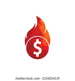 Fire Money logo design template. Money Fire Logo Template.	