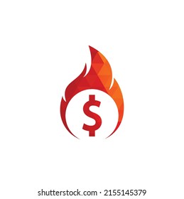 Design-Vorlage für das Feuergeld-Logo. Vorlage für das Logo für Geldfeuer.	