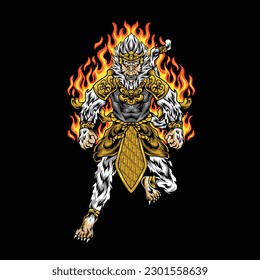 fire monkey king vector design. can be used for the purposes of designing t-shirts, mascots, posters, etc