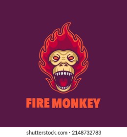 Fire monkey mascot illustration. Can be used for stickers, emblems, and community needs.