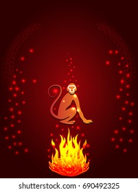 Fire Monkey silhouette with sparkles 