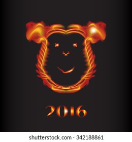 Fire monkey as symbol of 2016. Vector