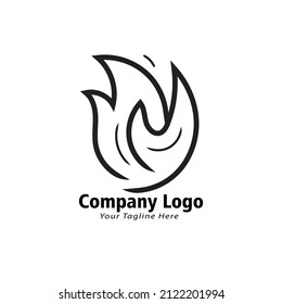 fire monochrome hand drawn logo illustration 