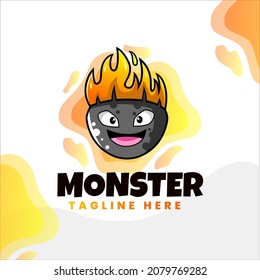 
diseño lindo del personaje de monstruo del fuego