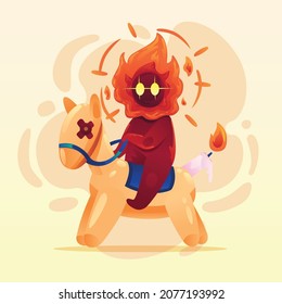 Fire Monster Cute Cartoon Illustration Set