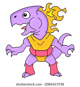 el dragón monstruo del fuego está enojado, ilustración vectorial arte. imagen del icono del doodle kawaii.