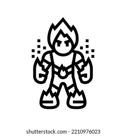 fire monster line icon vector. fire monster sign. isolated contour symbol black illustration