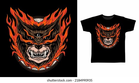 Fire monster tshirt design concept