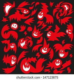 fire monsters - doodles set
