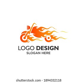 Fire and motocycle logo design template