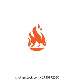 diseño de logotipo de montaña de incendios con estilo sencillo