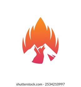 Fire mountain logo design unique concept simple style Premium Vector