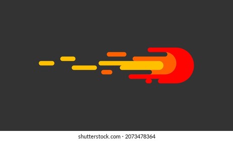 A fire move in a horizontal direction. Rounded and flat fire design art.