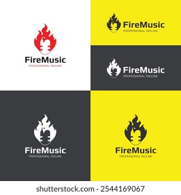 The Fire Music logo template for to use and modify as your own. This logo would be perfect for your agency, business, company, business card, website, poster, clothing and so much more.