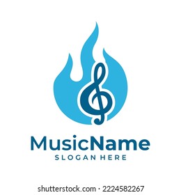 Fire Music Logo Vector. Music Fire logo design template