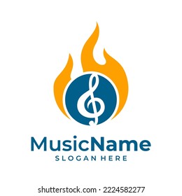 Fire Music Logo Vector. Music Fire logo design template