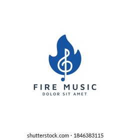 fire and music negative space logo design