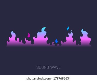 Fire music sound waves. Concept musical bar. Audio digital equalizer technology, console panel, musical pulse. Dynamic light flow, with neon light effect