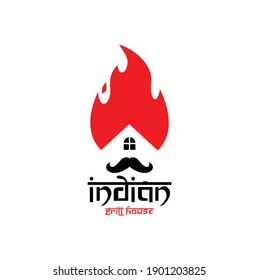 Fire Mustache India Indian Food Restaurant Logo Design