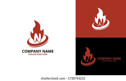 Fire N letter logo design template. Illustration vector graphic. Design concept fire with Initial N Letter Logo Design. Perfect for corporate, technology, initial , community and more technology brand