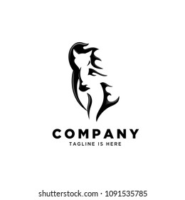 fire negative head horse front view logo