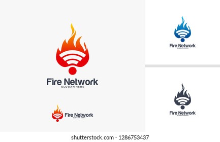 Fire Network logo designs concept vector illustration