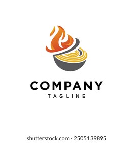 
Fire Noodle combination logo icon vector
